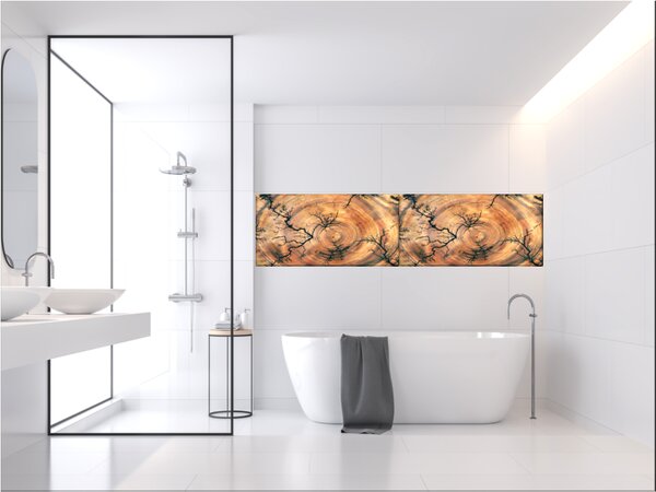 Sklo do kuchyně ornament řez dřeva hruška - 30 x 60 cm