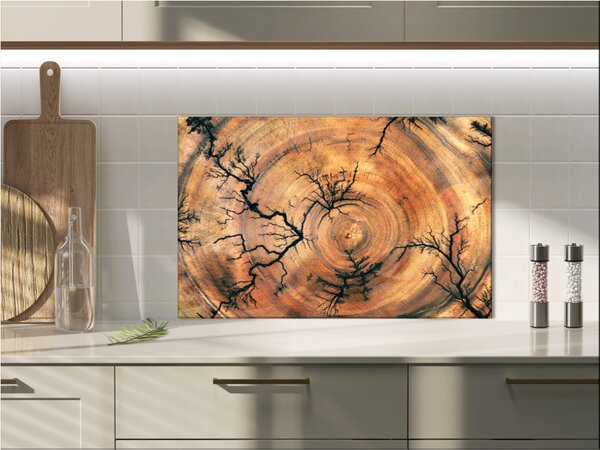 Sklo do kuchyně ornament řez dřeva hruška - 30 x 60 cm