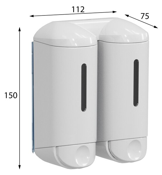 MARPLAST MARPLAST, SHOWER SMALL dvojitý dávkovač tekutého mýdla, 2x170ml, bílá, A94601