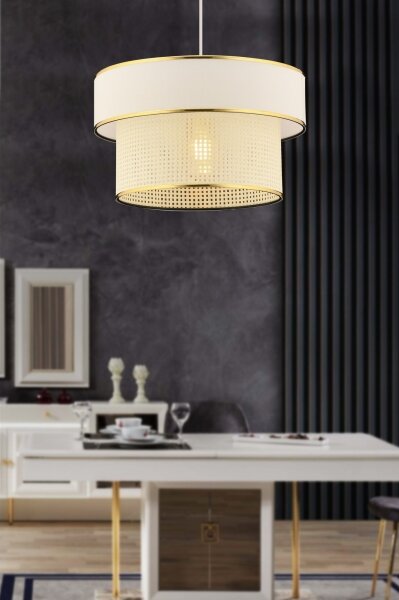 Lustr na lanku ERO 1xE27/60W/230V krémová/zlatá
