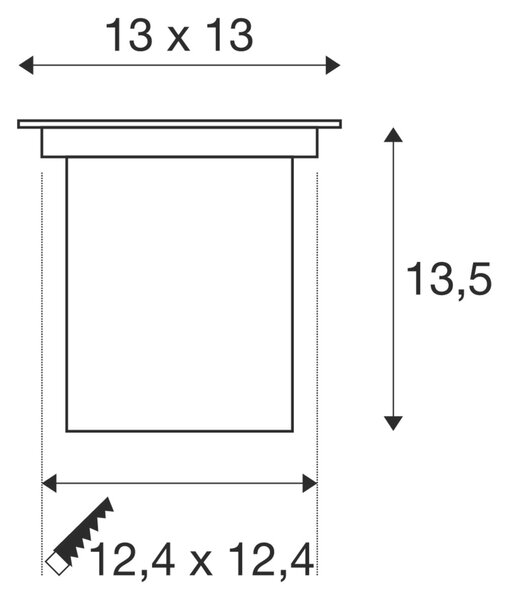 SLV 229374 Dasar 70 Square zápustné svítidlo do země 1xGU10 nerez, s nastavitelným směrem svícení, 13 x 13cm, IP67