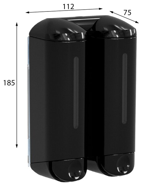 MARPLAST MARPLAST, SHOWER MEDIUM dvojitý dávkovač tekutého mýdla 2x250ml, černá, A94803
