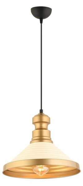 Lustr na lanku MONZA 1xE27/40W/230V pr. 30 cm krémová/zlatá