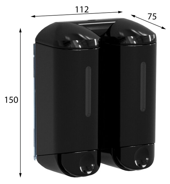 MARPLAST MARPLAST, SHOWER SMALL dvojitý dávkovač tekutého mýdla, 2x170ml, černá, A94603