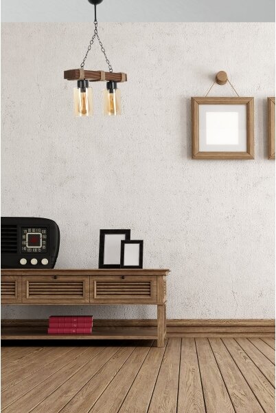 Lustr na řetězu JASMIN 2xE27/40W/230V hnědá/béžová