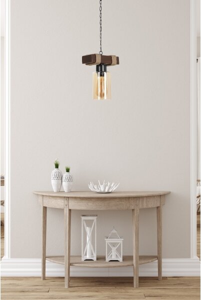Lustr na řetězu JASMIN 1xE27/40W/230V hnědá/béžová