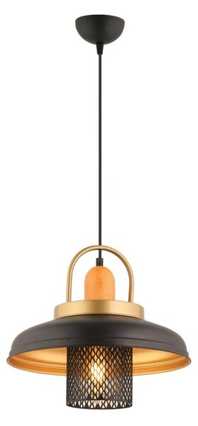 Lustr na lanku MONZA 1xE27/40W/230V pr. 32 cm černá/zlatá