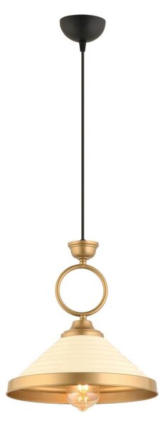 Lustr na lanku MONZA 1xE27/40W/230V pr. 30 cm krémová/bronzová