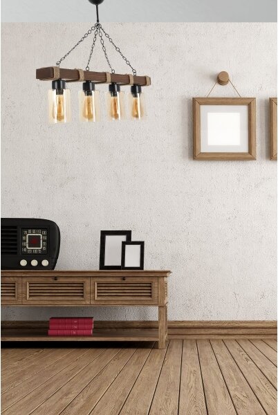 Lustr na řetězu JASMIN 4xE27/40W/230V hnědá/béžová