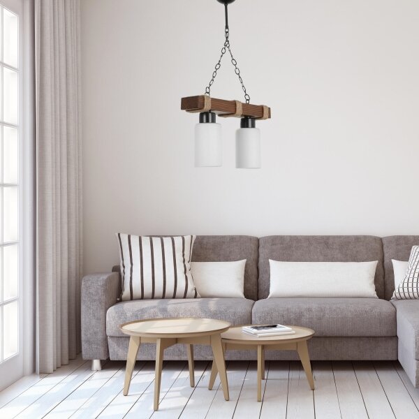 Lustr na řetězu JASMIN 2xE27/40W/230V hnědá/bílá