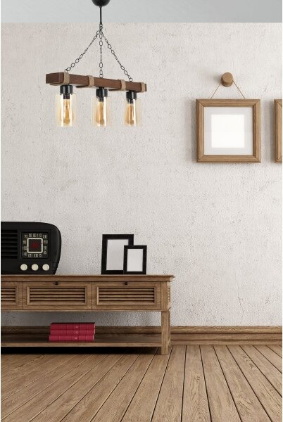Lustr na řetězu JASMIN 3xE27/40W/230V hnědá/béžová