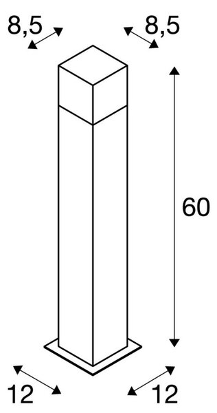 SLV 231225 Grafit, hranatý venkovní sloupek, 1x11W E27, antracit, výška 60cm, IP44