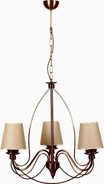 Lustr na řetězu CLASSIC 3xE14/40W/230V bronzová/béžová