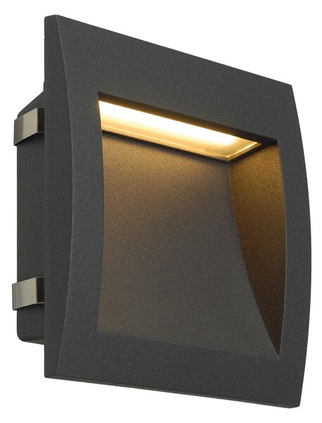SLV 233615 Downunder Out LED L, antracitové zápustné svítidlo do stěny, 3,3W LED, 3000K, 14x14cm, IP55