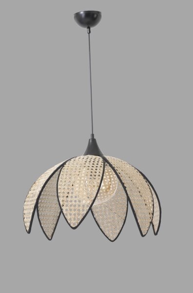 Lustr na lanku FUME 1xE27/40W/230V pr. 40 cm černá/béžová