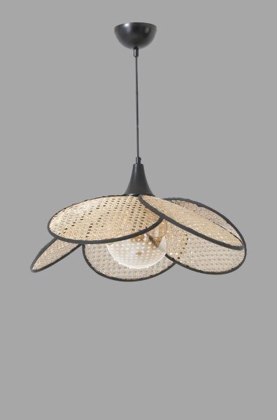 Lustr na lanku FUME 1xE27/40W/230V pr. 45 cm černá/béžová