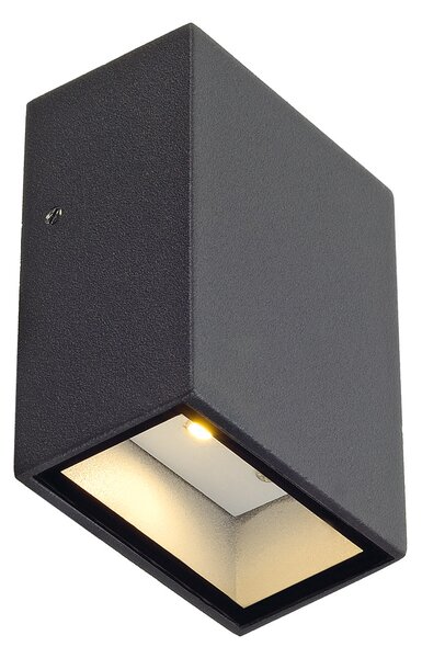 SLV 232465 Quad 1, antracitové nástěnné venkovní svítidlo se svícením dolu, 3W LED, 3000K, výška 8,7cm, IP44