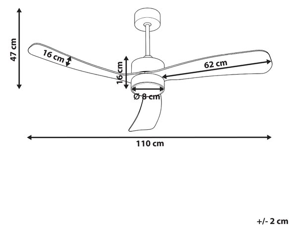 Stropní ventilátor se světlem PRASLIN s dálkovým ovládáním LED Bílá