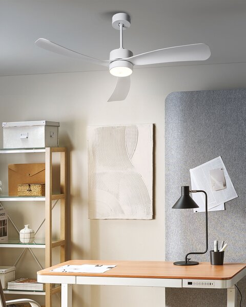 Stropní ventilátor se světlem PRASLIN s dálkovým ovládáním LED Bílá