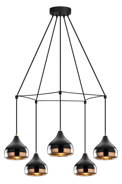 Lustr na lanku YILDO 5xE27/40W/230V černá/měděná