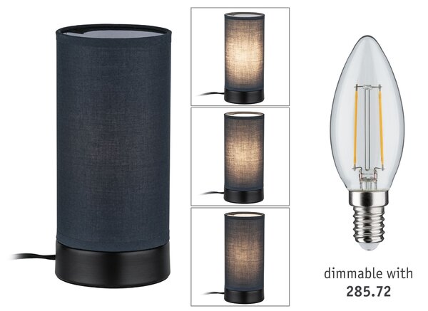Paulmann 77059 Pia stolní lampa 1x E14 max 25W, tmavě šedý textil, černá, výška 21cm