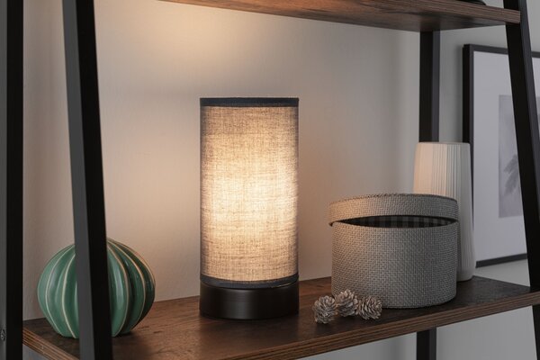 Paulmann 77059 Pia stolní lampa 1x E14 max 25W, tmavě šedý textil, černá, výška 21cm