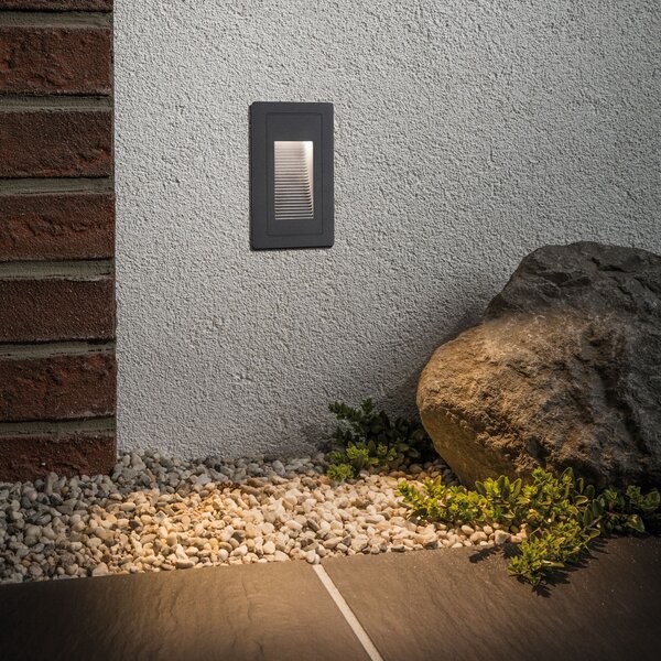 Paulmann 94382 High, černé venkovní zápustné svítidlo do stěny 230V, 2W LED 3000K, 5,8x10,3cm IP44