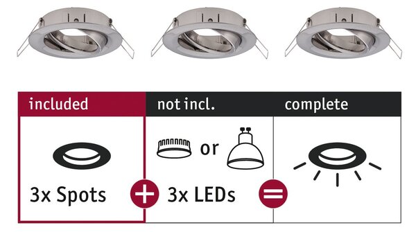 Paulmann 92485 Choose, sada výklopných bodovek kartáčovaná ocel, 3x10W, průměr 8,4cm