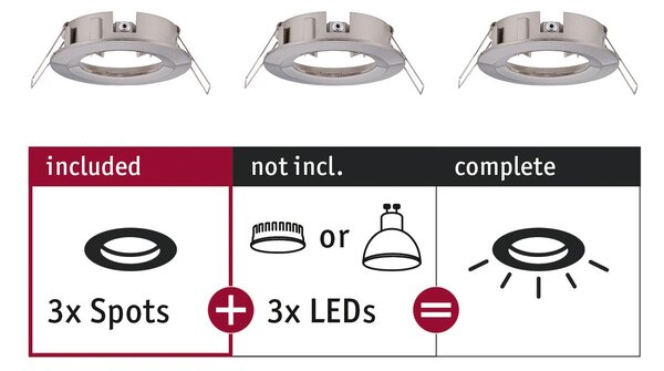 Paulmann 92479 Choose, sada bodovek kartáčovaná ocel 3x10W, průměr 7,8cm IP44