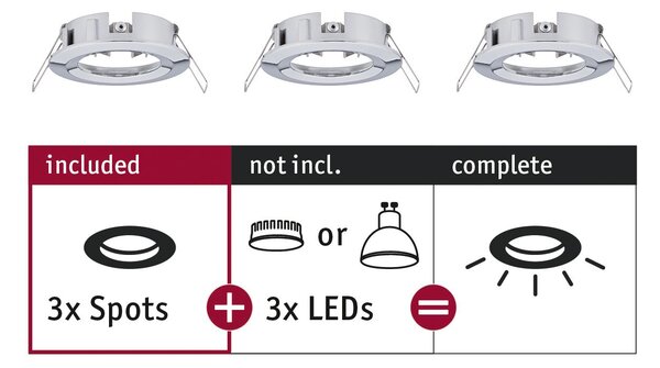 Paulmann 92482 Choose, sada chromových bodovek 3x10W, průměr 7,8cm IP44