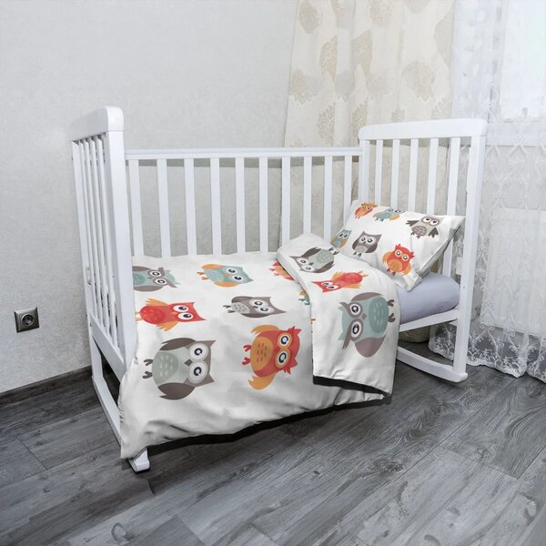 Sablio Mikroplyšové dětské povlečení do postýlky Sovy 2 - 120x90 / 40x60