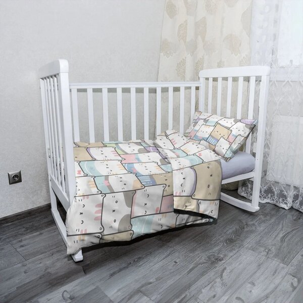 Sablio Mikroplyšové dětské povlečení do postýlky Kreslená koťátka - 120x90 / 40x60