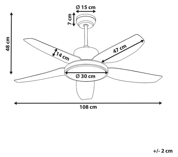 Stropní ventilátor se světlem LOUVET s dálkovým ovládáním LED Černá