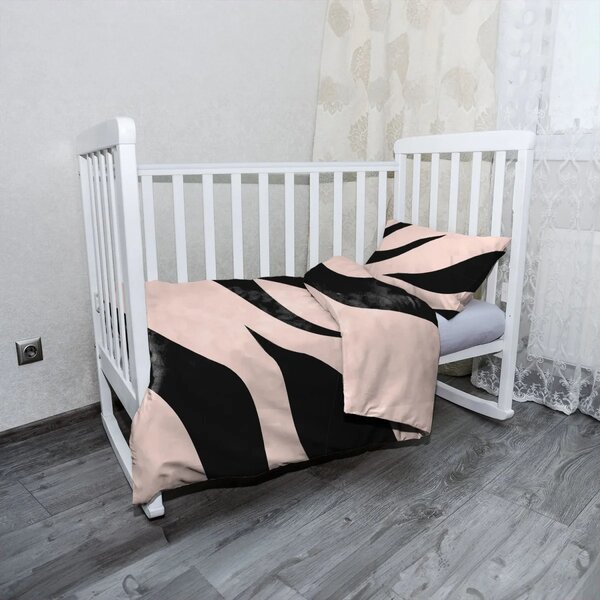 Sablio Mikroplyšové dětské povlečení do postýlky Růžový vzor zebry - 120x90 / 40x60