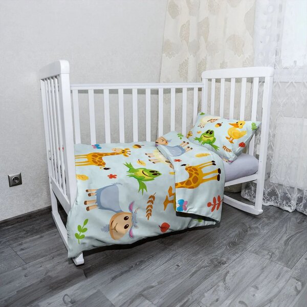 Sablio Mikroplyšové dětské povlečení do postýlky Zvířátka 3 - 120x90 / 40x60