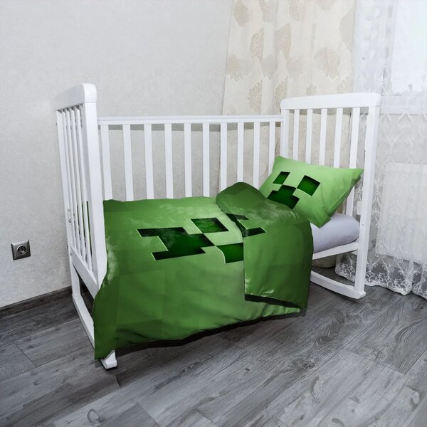 Sablio Mikroplyšové dětské povlečení do postýlky Green Blocks - 120x90 / 40x60