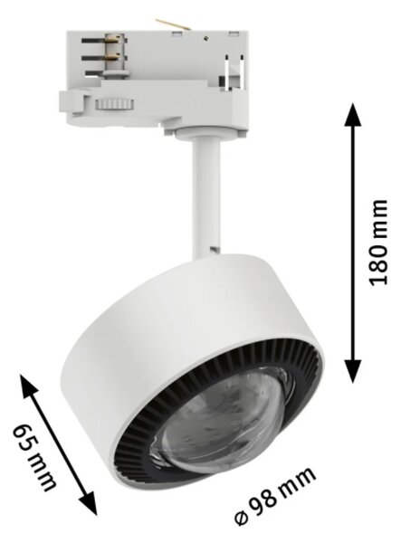 Paulmann 91389 ProRail3 Aldan, bílý reflektor, 8,5W LED 3000K stmívatelný, průměr 9,8cm