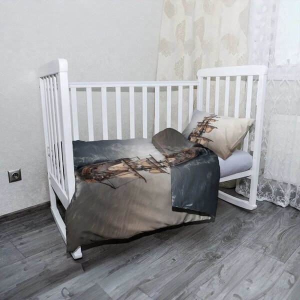 Sablio Mikroplyšové dětské povlečení do postýlky Plachetnice na klidném moři - 120x90 / 40x60