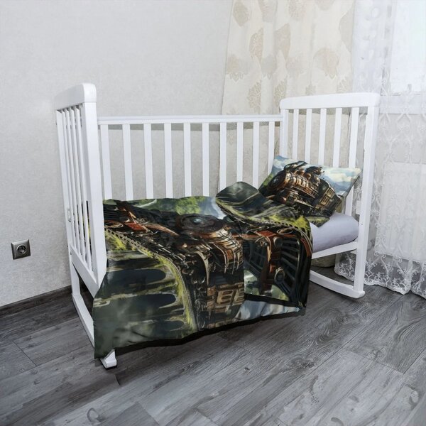 Sablio Mikroplyšové dětské povlečení do postýlky Parní lokomotiva na viaduktu - 120x90 / 40x60