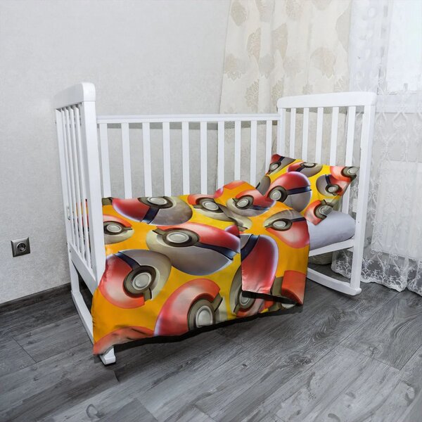 Sablio Mikroplyšové dětské povlečení do postýlky Pokemon ball Pattern - 120x90 / 40x60