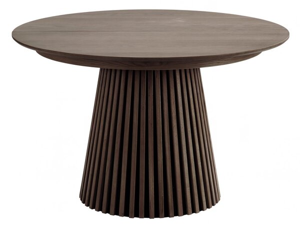 Jídelní rozkládací stůl Osaka smoked, kulatý, dubová dýha, Ø120–200×75 cm – House Nordic