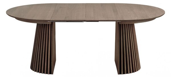 Jídelní rozkládací stůl Osaka smoked, kulatý, dubová dýha, Ø120–200×75 cm – House Nordic