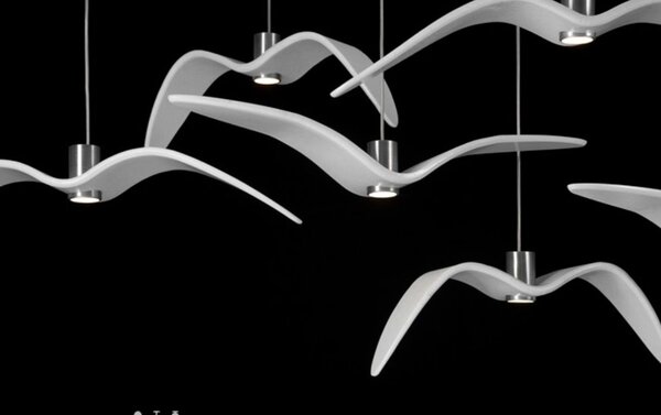 Brokis PC01111_001 Night Birds Exterior, závěsné svítidlo z ručně zpracovaného skla, 6,5W LED, triplex opal GLASS mat, délka 78cm, IP54