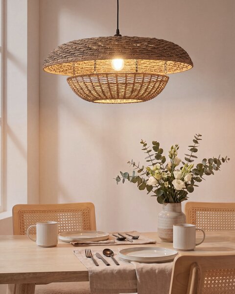 Závěsná lampa KIDEPO Papírové lano Hnědá