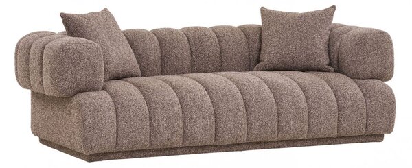 Pohovka Aurora, 3místná, bouclé, hnědá, 226×106×69 cm – House Nordic