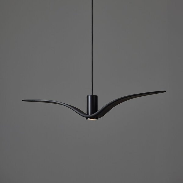Brokis PC01111_003 Night Birds Exterior, závěsné svítidlo z ručně zpracovaného skla, 6,5W LED, šedé kouřové sklo-masiv, délka 78cm, IP54