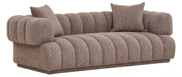 Pohovka Aurora, 3místná, bouclé, hnědá, 226×106×69 cm – House Nordic