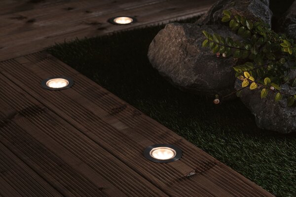 Paulmann 93692 Plug&Shine Floor Eco, základní set zápustných svítidel do terasy 3x1W LED 3000K stmívatelné, stříbrná, IP65