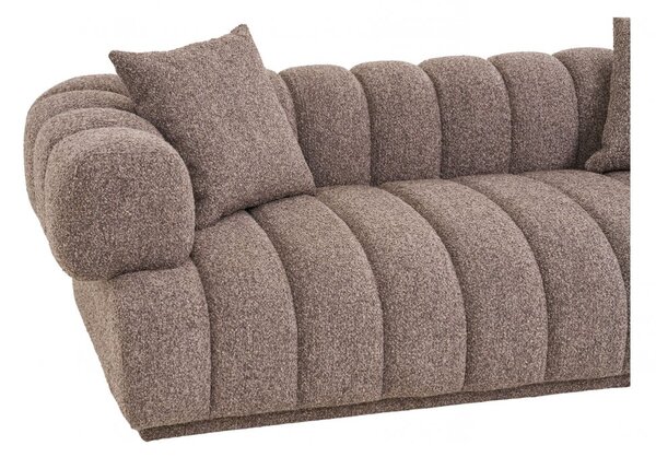 Pohovka Aurora, 3místná, bouclé, hnědá, 226×106×69 cm – House Nordic