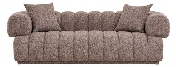 Pohovka Aurora, 3místná, bouclé, hnědá, 226×106×69 cm – House Nordic